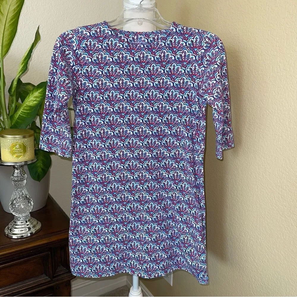 Vineyard Vines Girls 3/4 Sleeve Blue Pink Dress sz 14